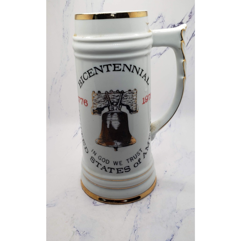 Bicentennial 1976 Beer Stein Vintage Americana Liberty Bell Viletta China